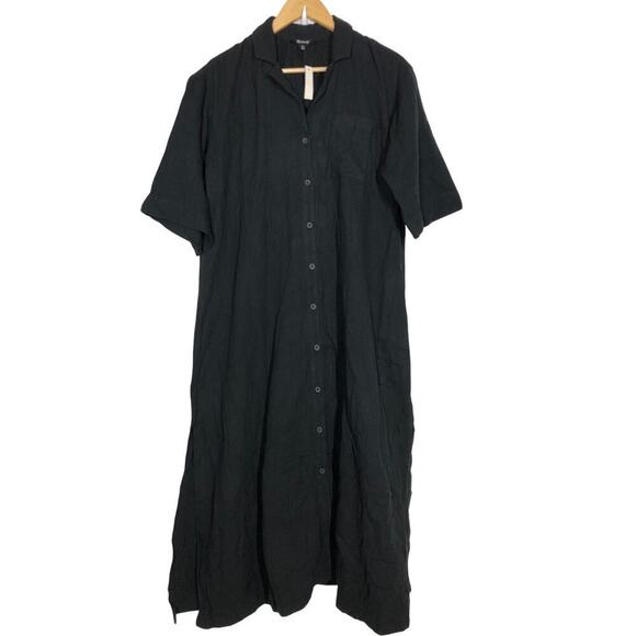 Madewell Lightestspun Cover-Up Maxi Shirtdress Relaxed Fit True Black NWT M - Picture 5 of 11